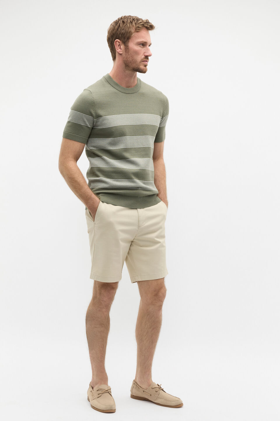Stripe Knit Tee  Vintage Khaki