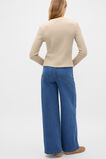 Textured Waffle Crew Neck Top  Sand Stone Stripe  hi-res