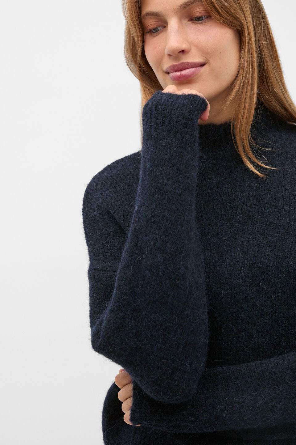 Lofty Mock Neck Knit  Twilight Blue