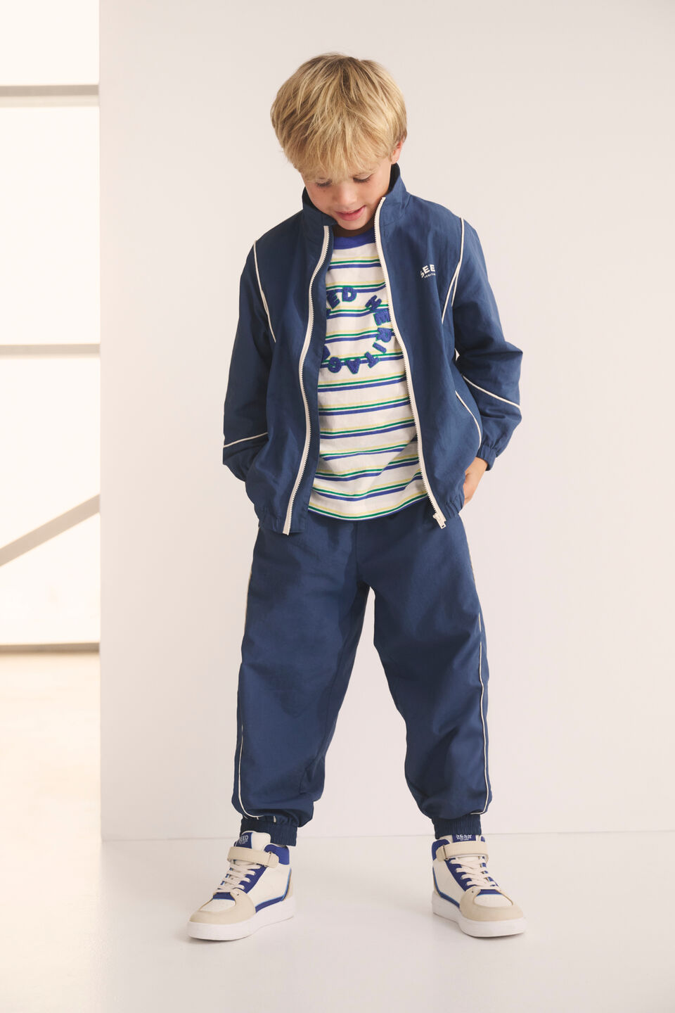 Core Piped Parachute Pant  Washed Navy
