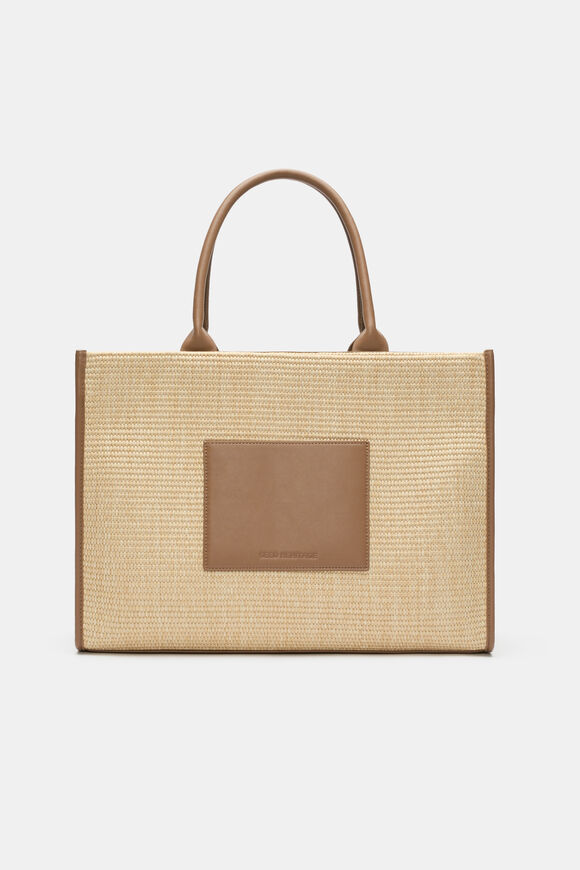 Structured Woven Tote  Tan  hi-res