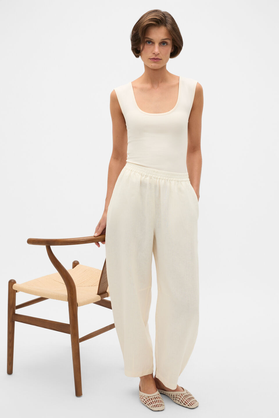 Boat Neck 90s Top  Coconut Cream