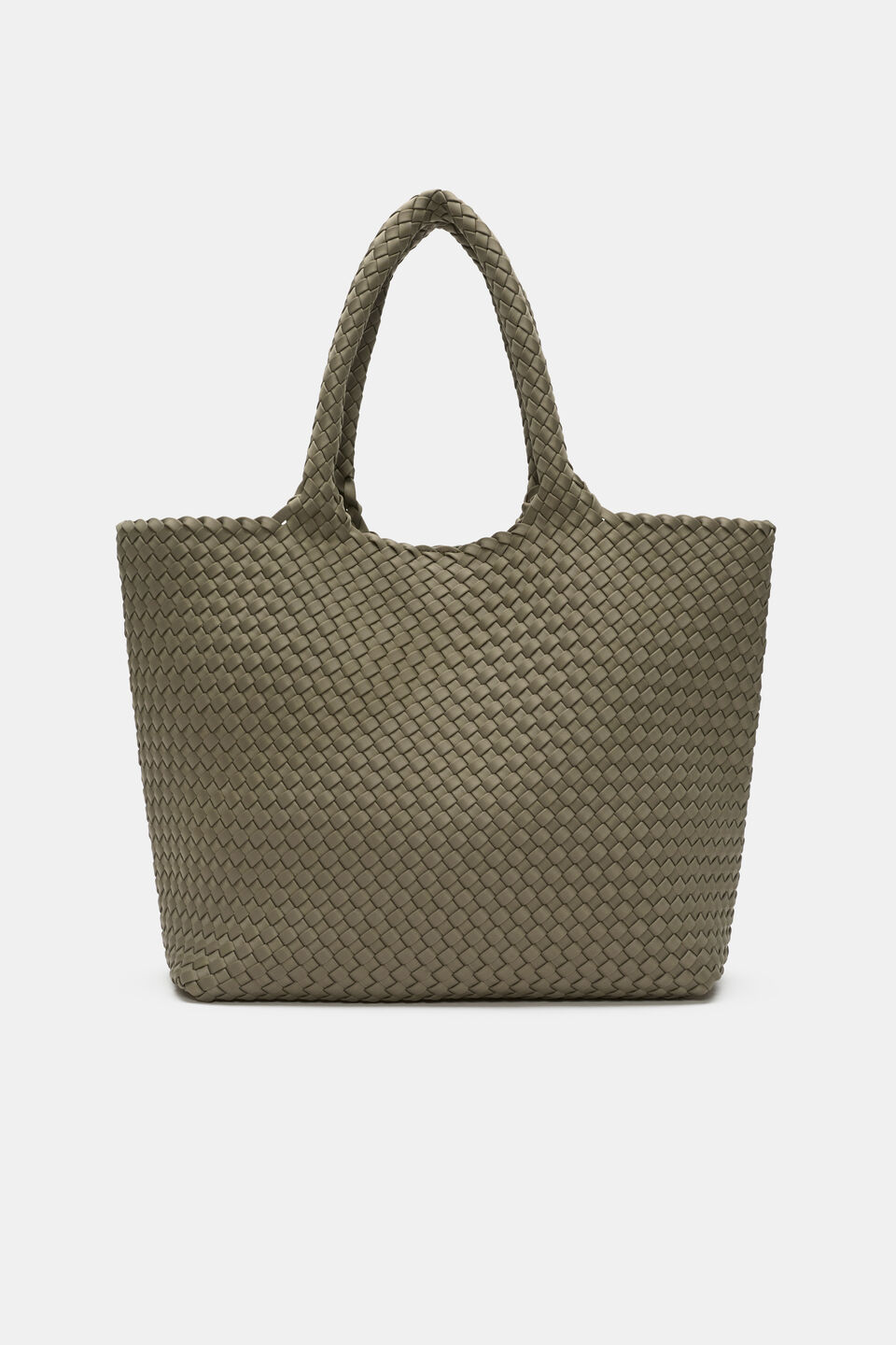 Woven Textured East West Tote  Caper