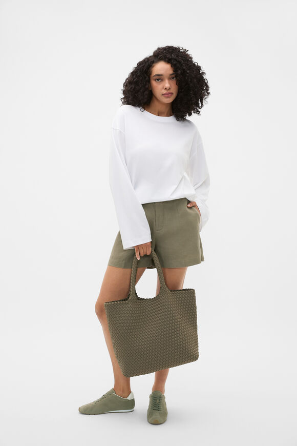 Woven Textured East West Tote  Caper  hi-res