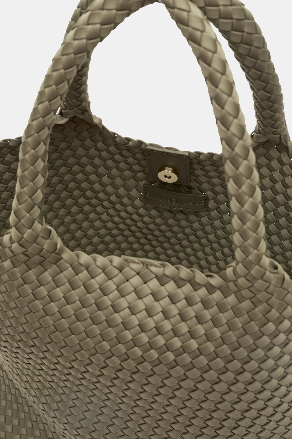 Woven Textured East West Tote  Caper