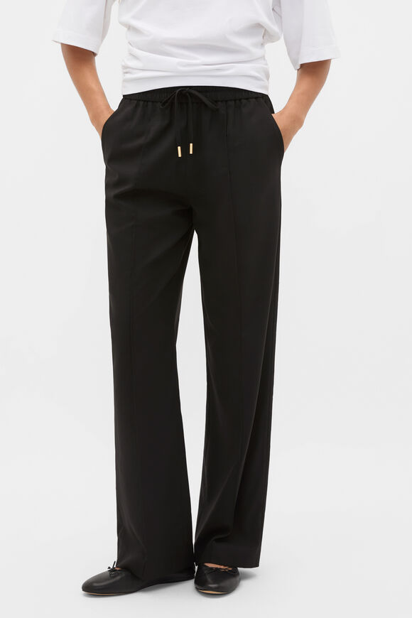 Elasticated Tie Front Pant  Black  hi-res