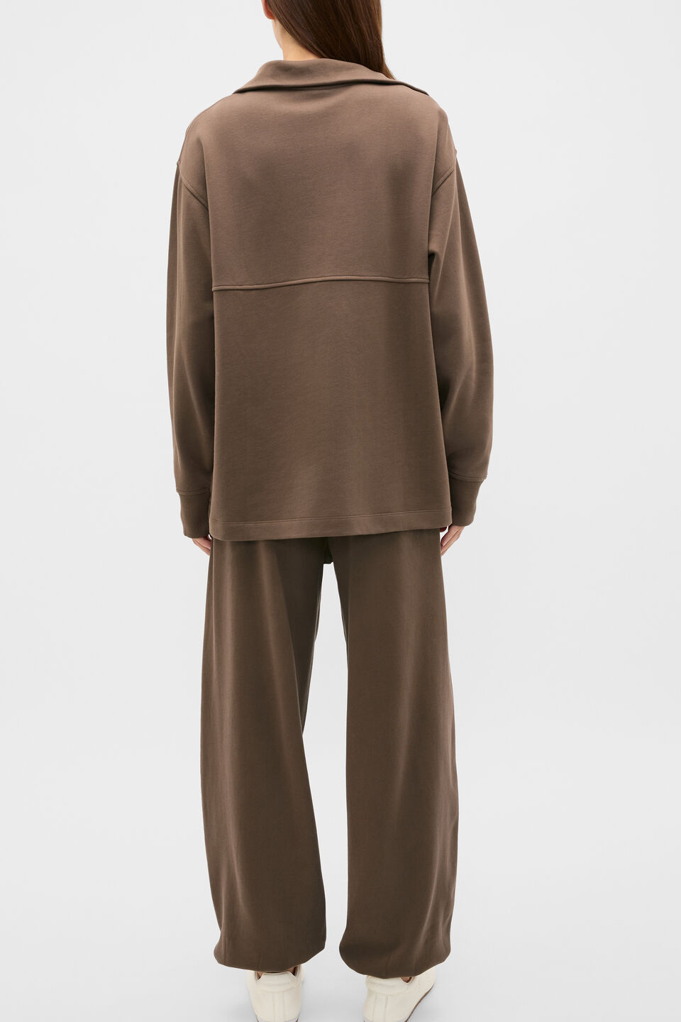 Terry Zip Neck Sweat  Chestnut