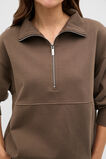 Terry Zip Neck Sweat  Chestnut  hi-res