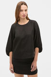 Core Linen Balloon Sleeve Top  Black  hi-res