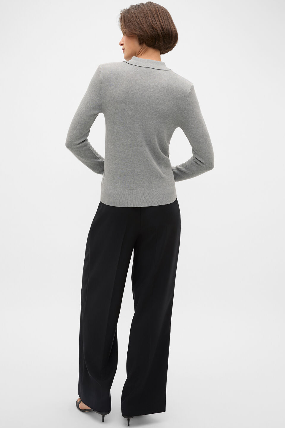 Jacquard Knit Polo  Feather Grey Marle