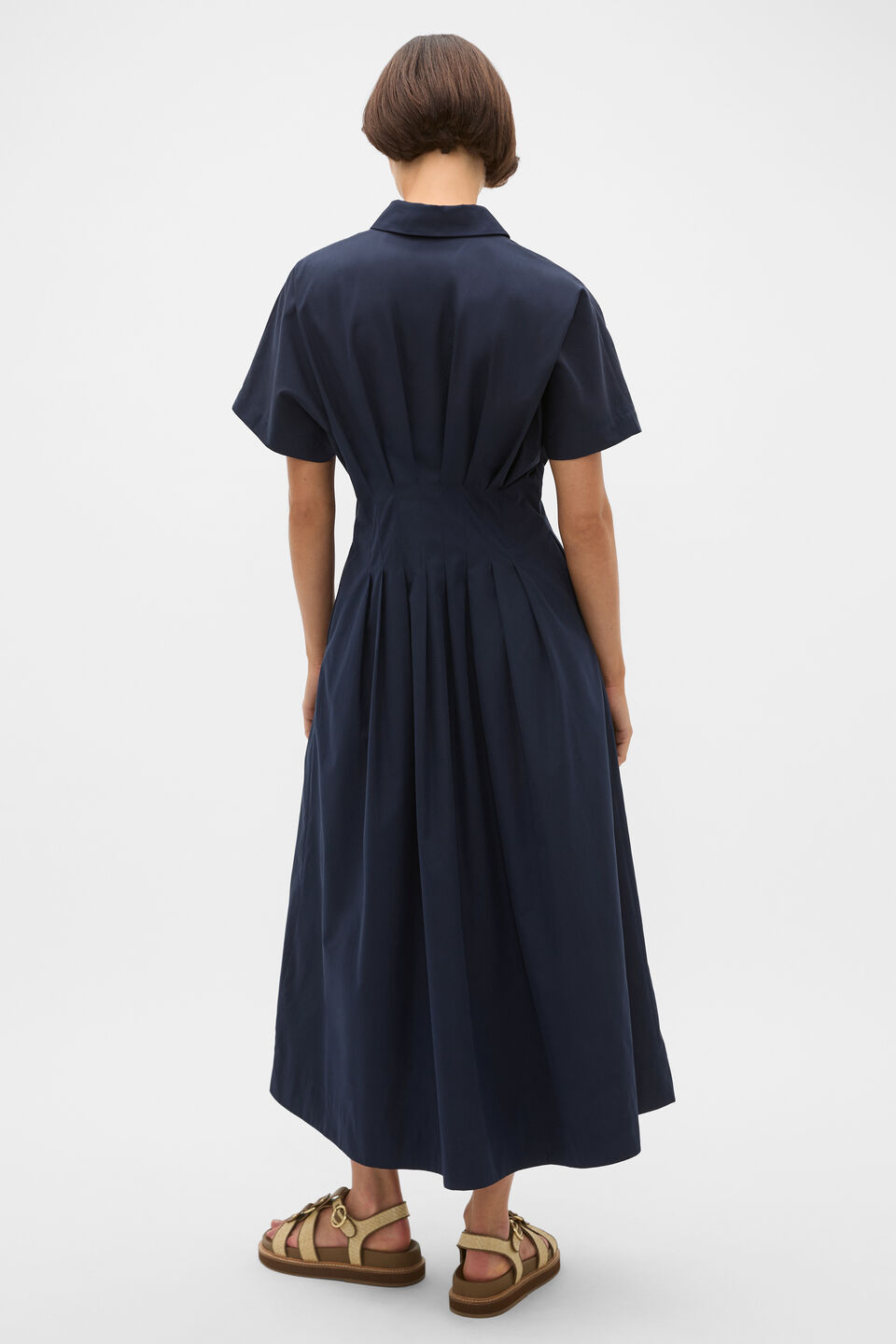 Poplin Waisted Shirt Dress  Twilight Blue