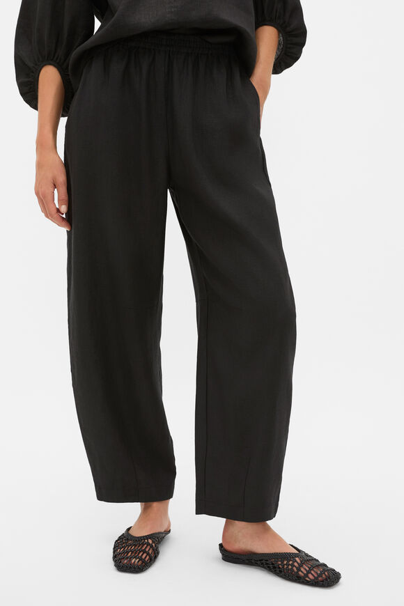 Core Linen Soft Barrel Leg Pant  Black  hi-res