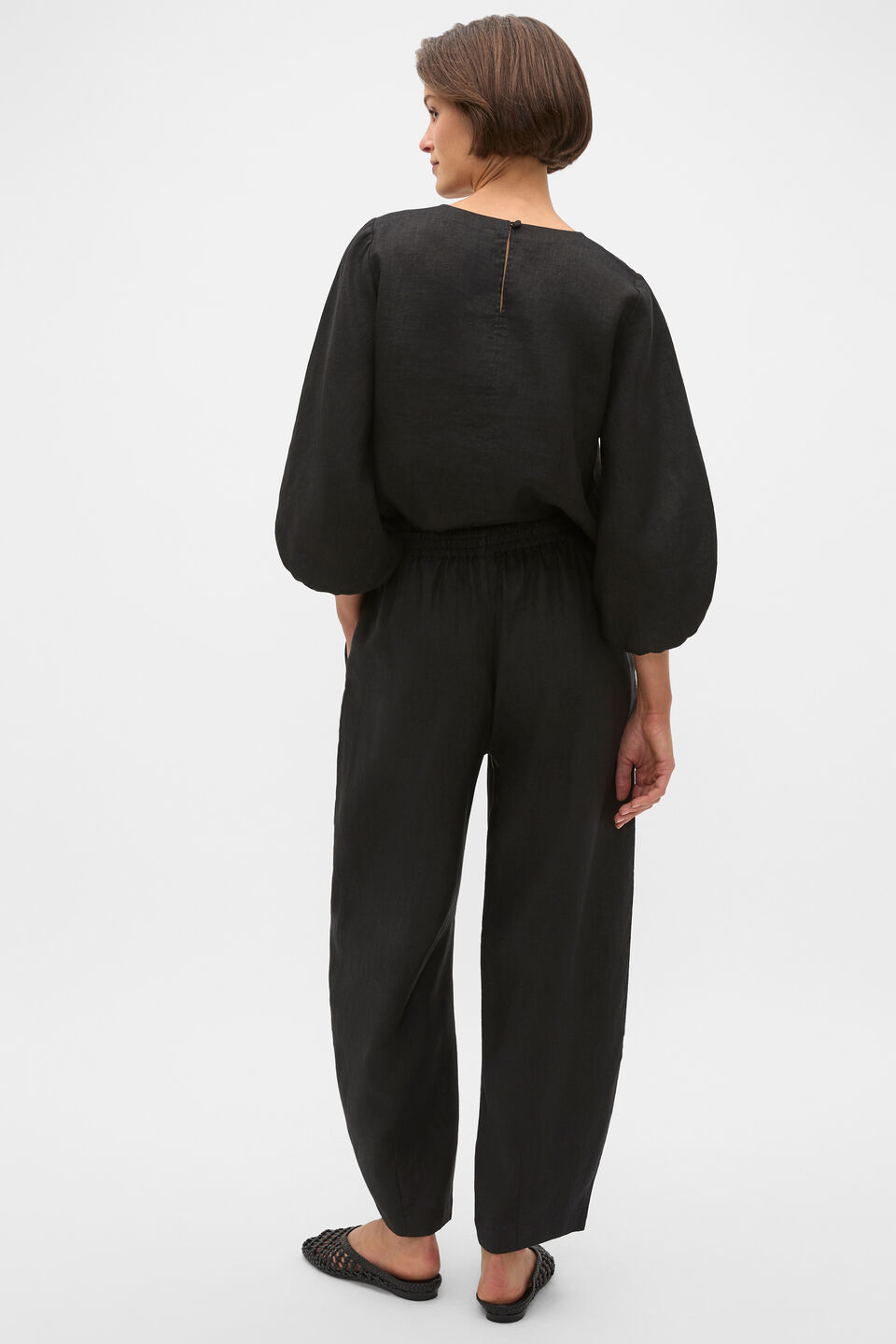 Core Linen Soft Barrel Leg Pant  Black