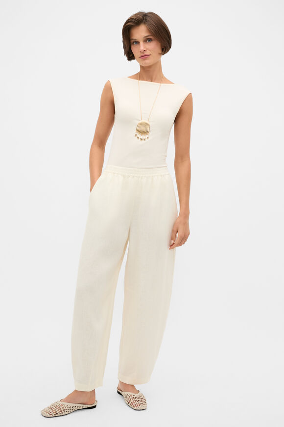 Core Linen Soft Barrel Leg Pant  Coconut Cream  hi-res