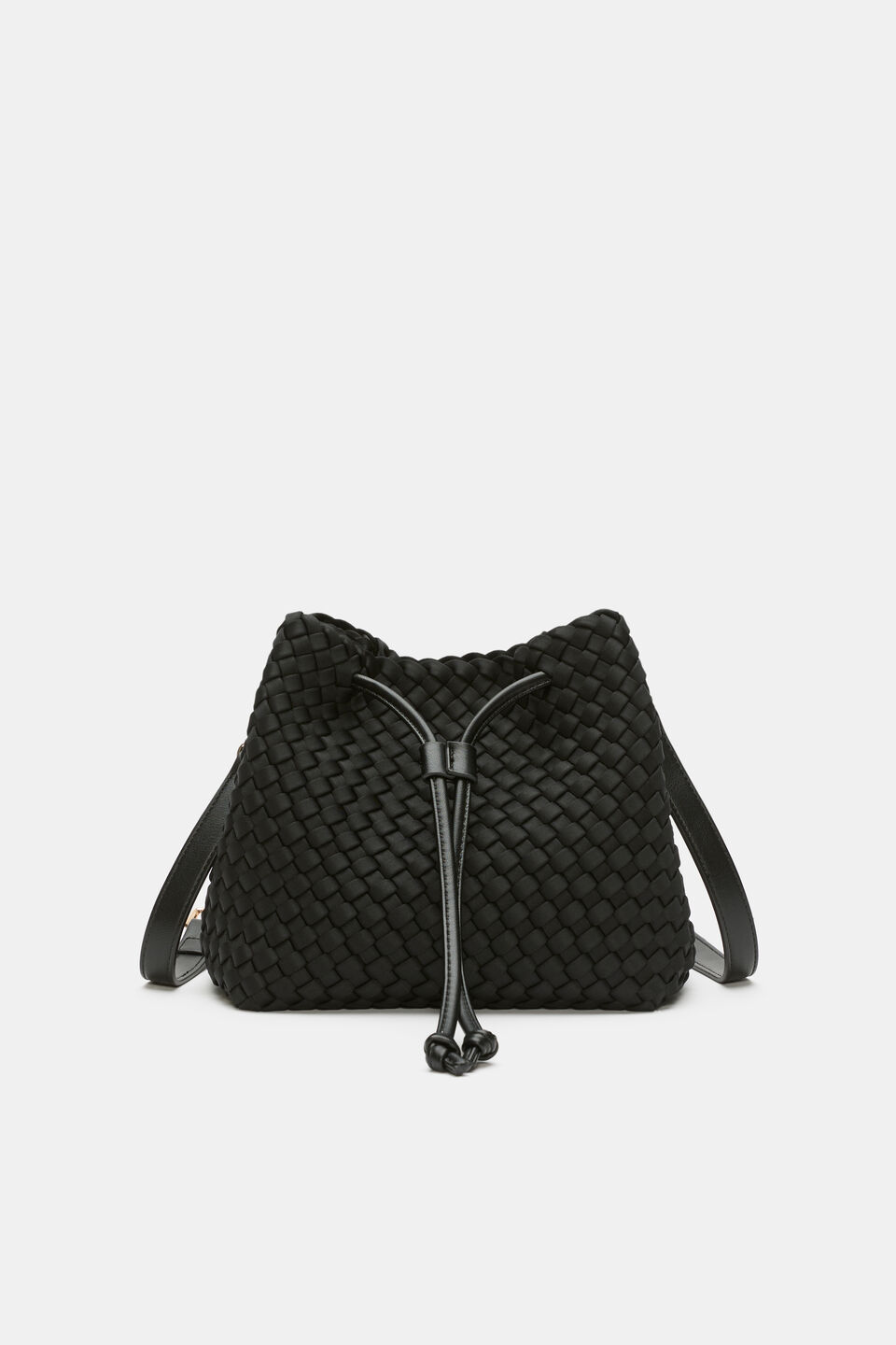 Woven Textured Bucket Bag  Black