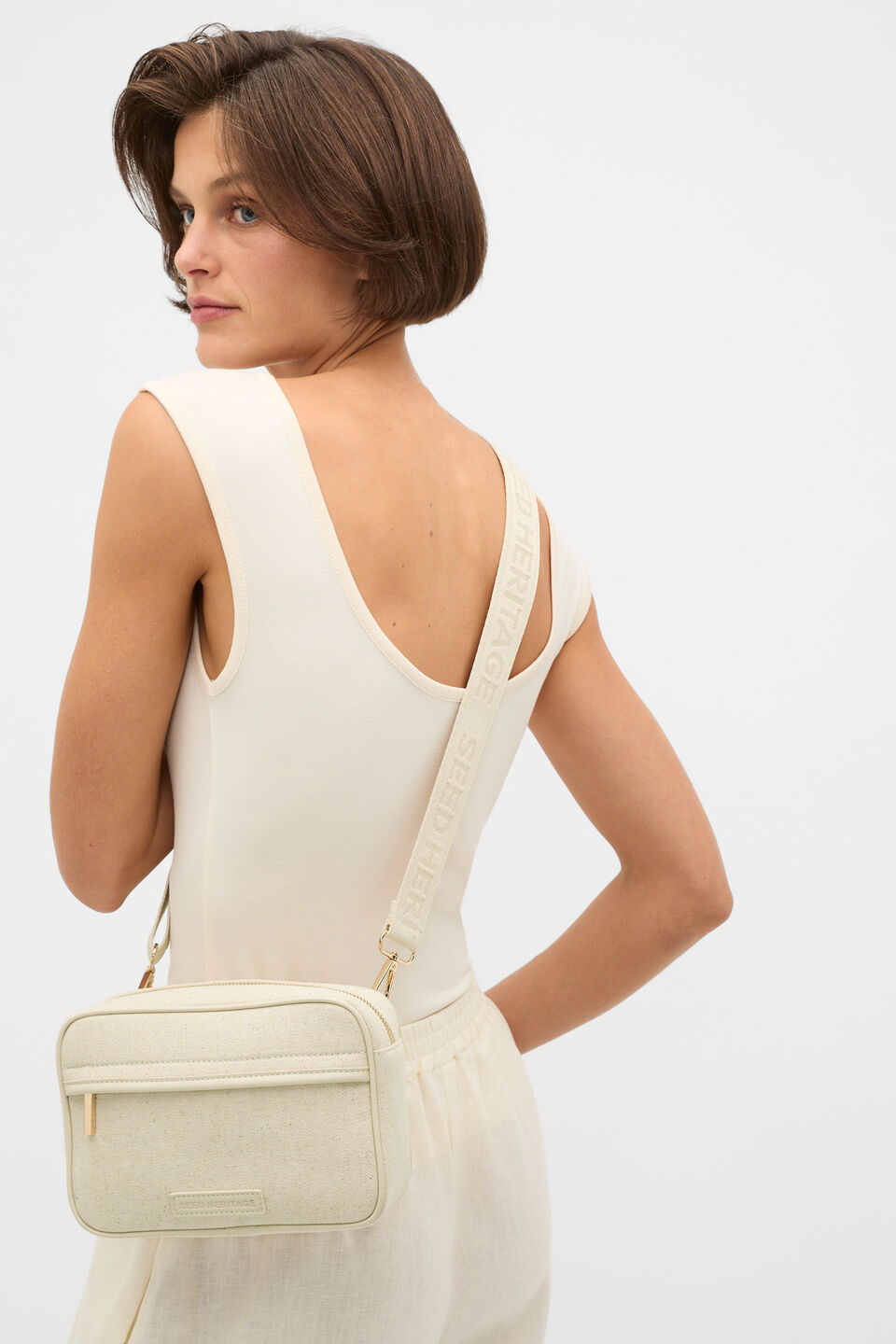Mini Canvas Crossbody Bag  Natural
