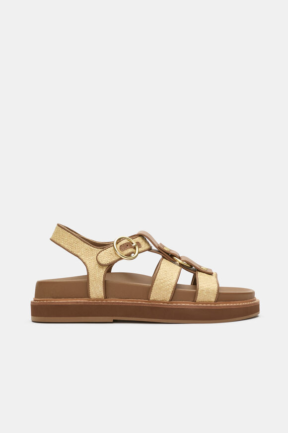 Callie Woven Caged Sandal   Tan Weave  hi-res