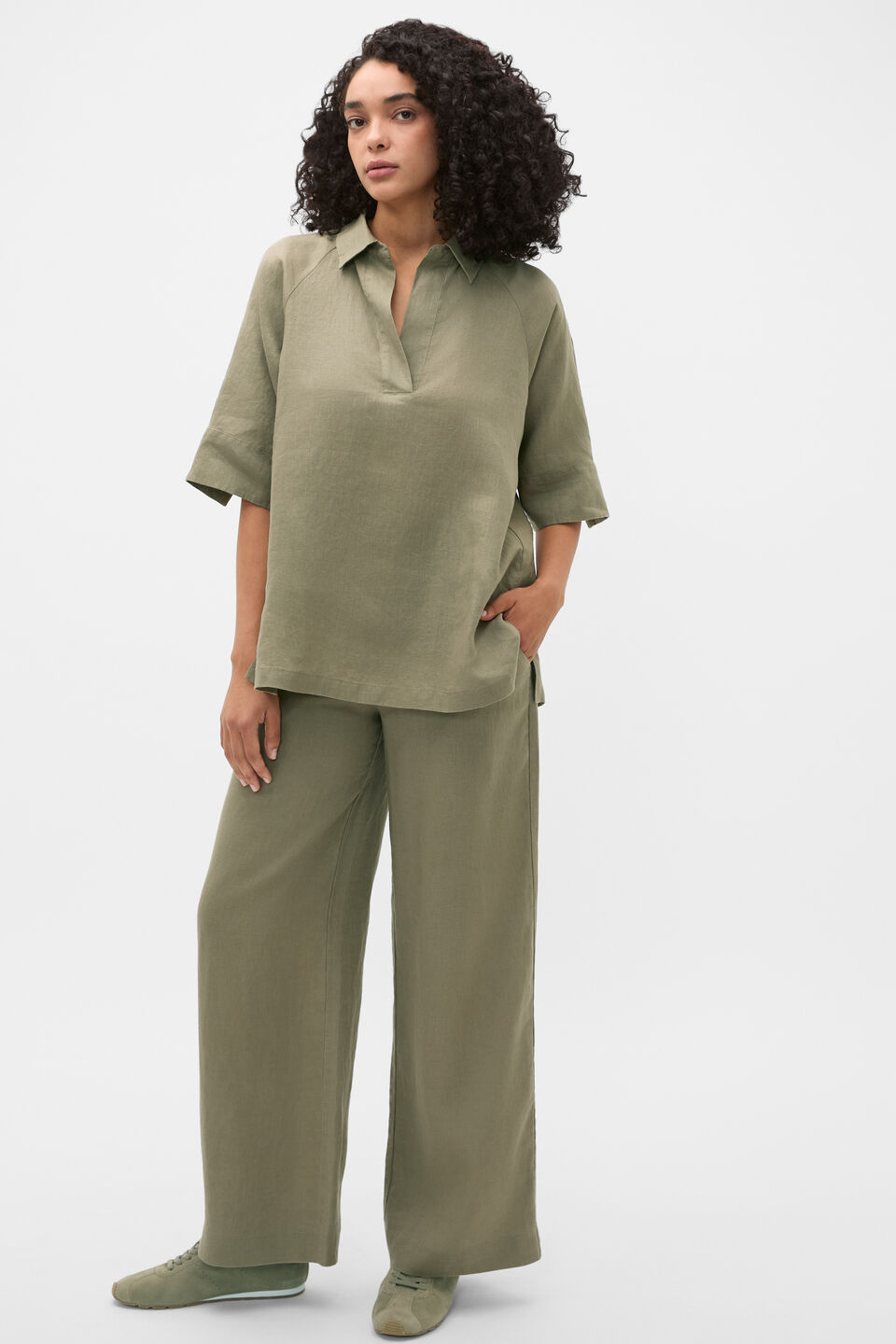 Core Linen Waisted Pant  Caper