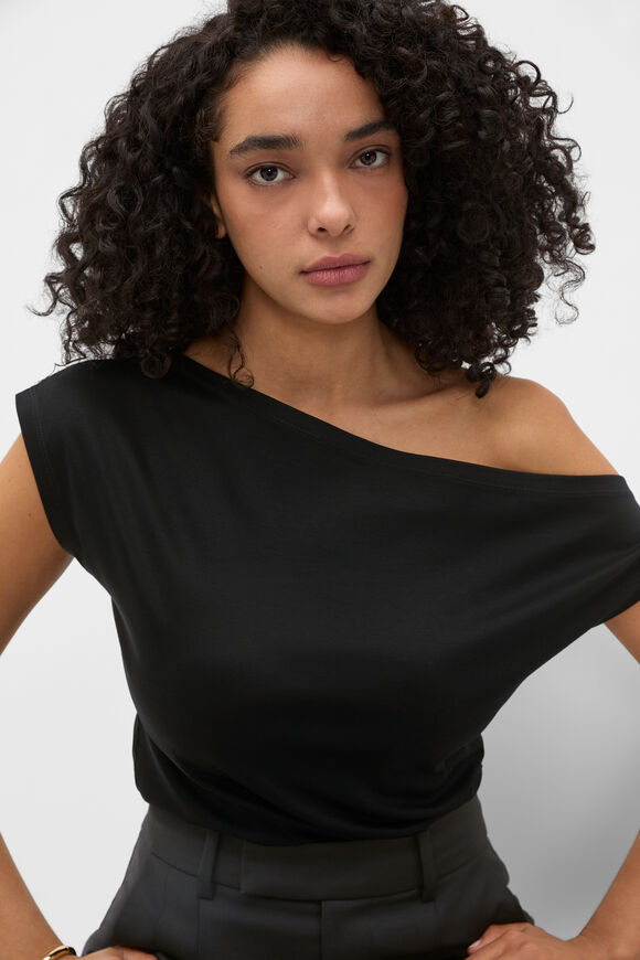 Jersey Drape Top  Black  hi-res