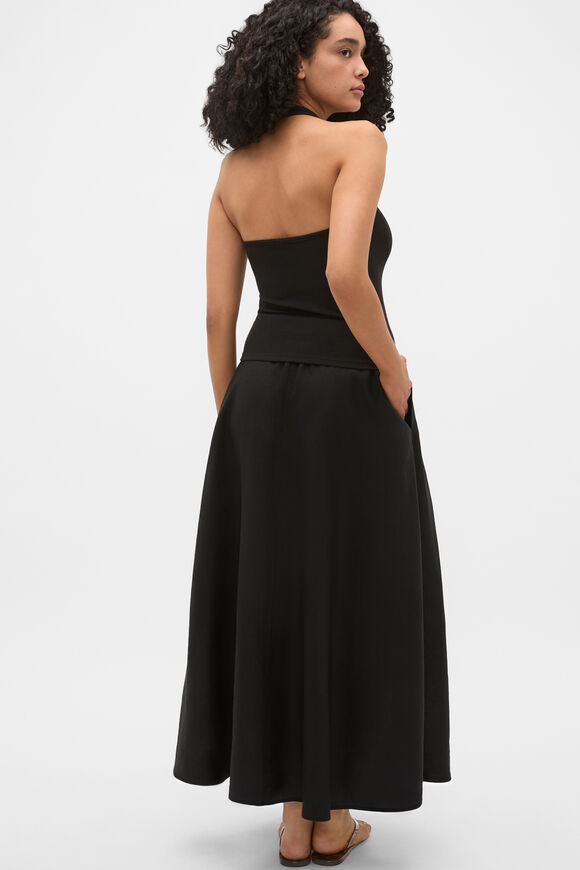 Halter Rib Scoop Neck Tank  Black  hi-res