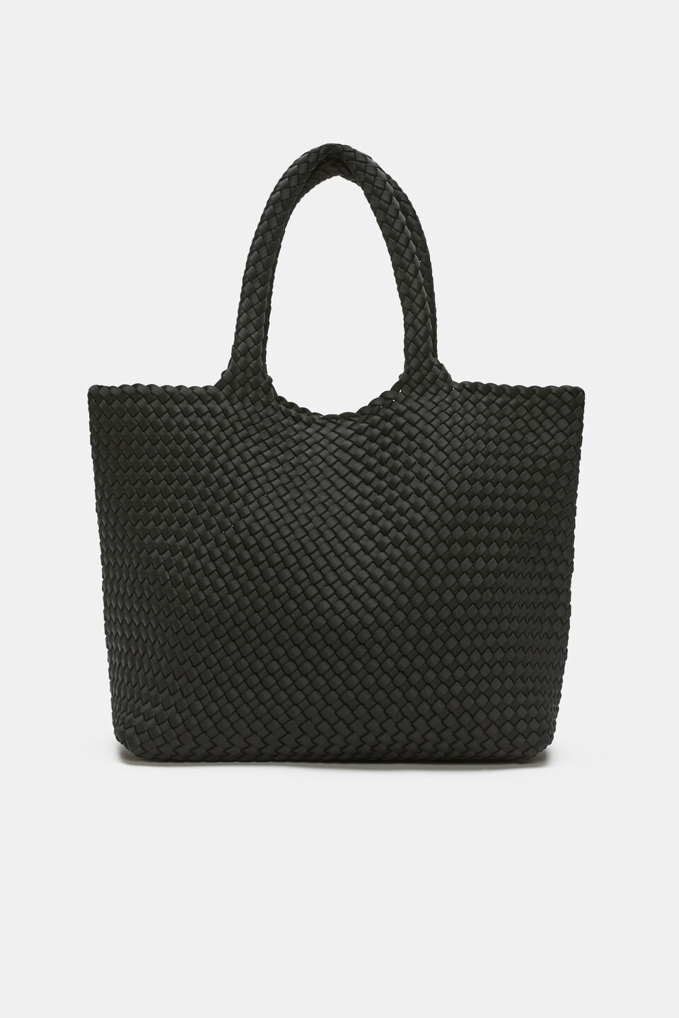 Woven Textured East West Tote  Black