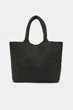 Woven Textured East West Tote  Black  hi-res