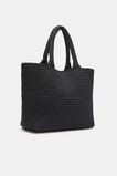 Woven Textured East West Tote  Black  hi-res