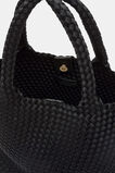 Woven Textured East West Tote  Black  hi-res