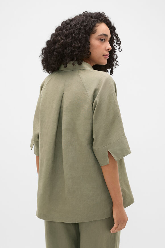 Core Linen Half Placket Popover  Caper  hi-res