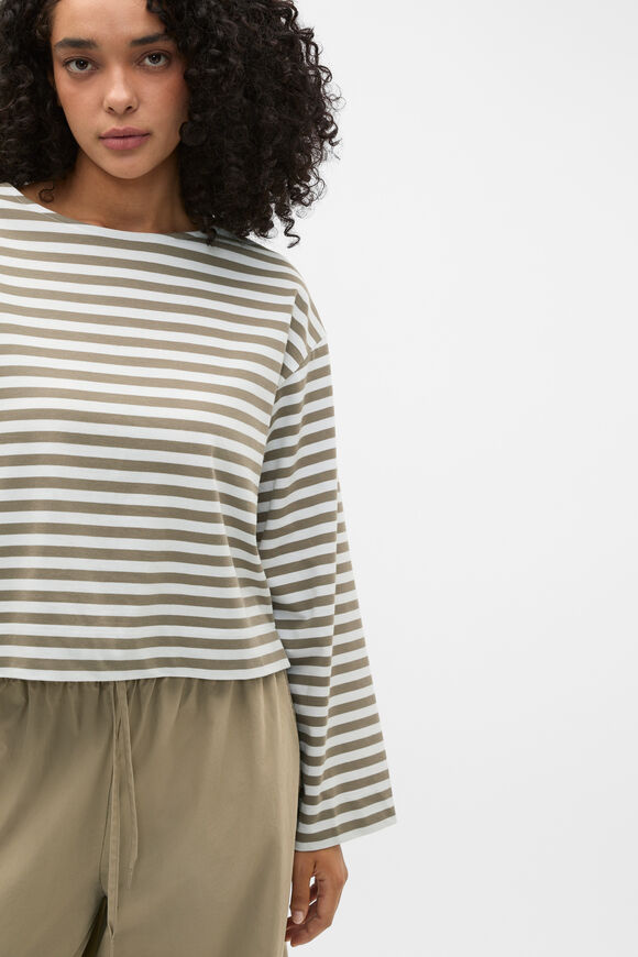 Boatneck Long Sleeve Top  Caper Stripe  hi-res