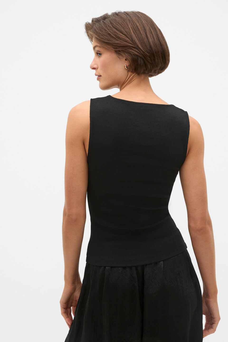 Lace Rib Tank  Black