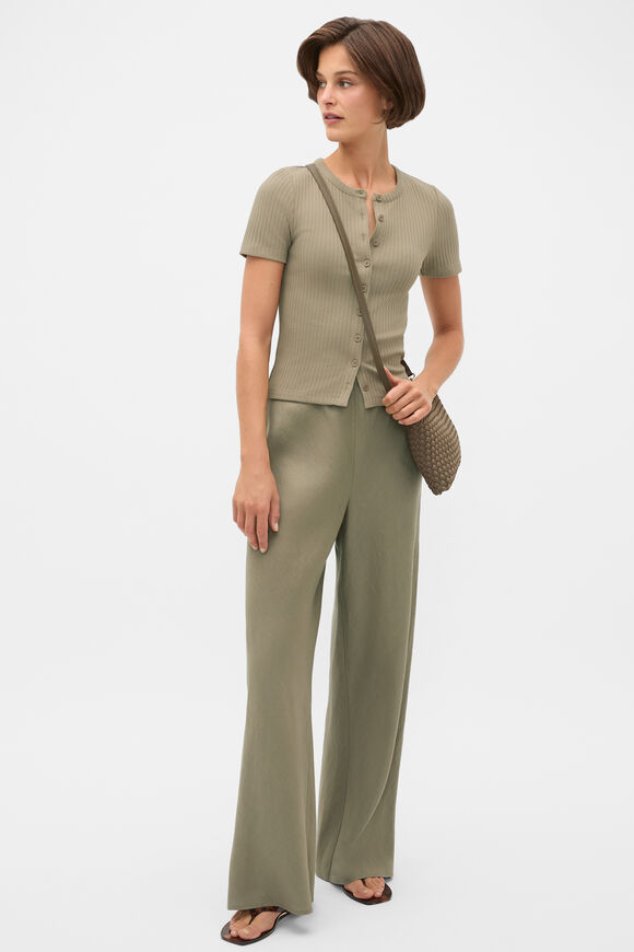 Button Through Rib Top  Caper  hi-res
