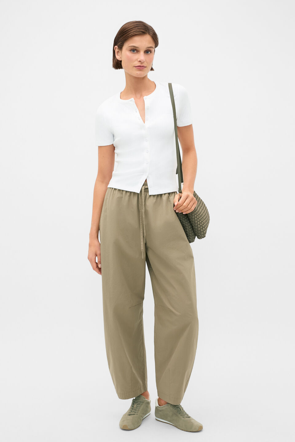 Button Through Rib Top  Whisper White