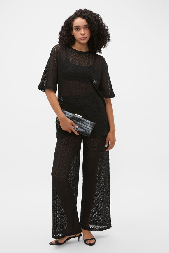 Lace Sheer Boxy Tee  Black  hi-res