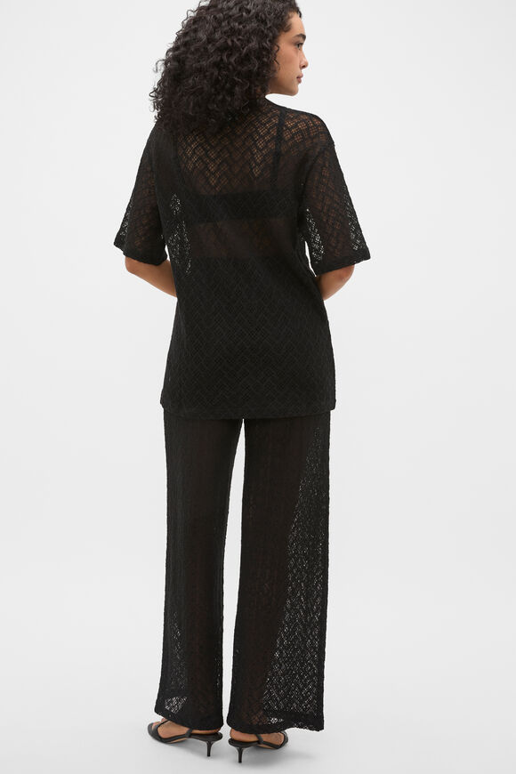 Lace Sheer Boxy Tee  Black  hi-res
