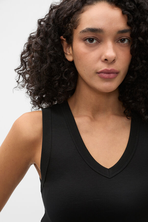 Australian Cotton V Neck Tank  Black  hi-res