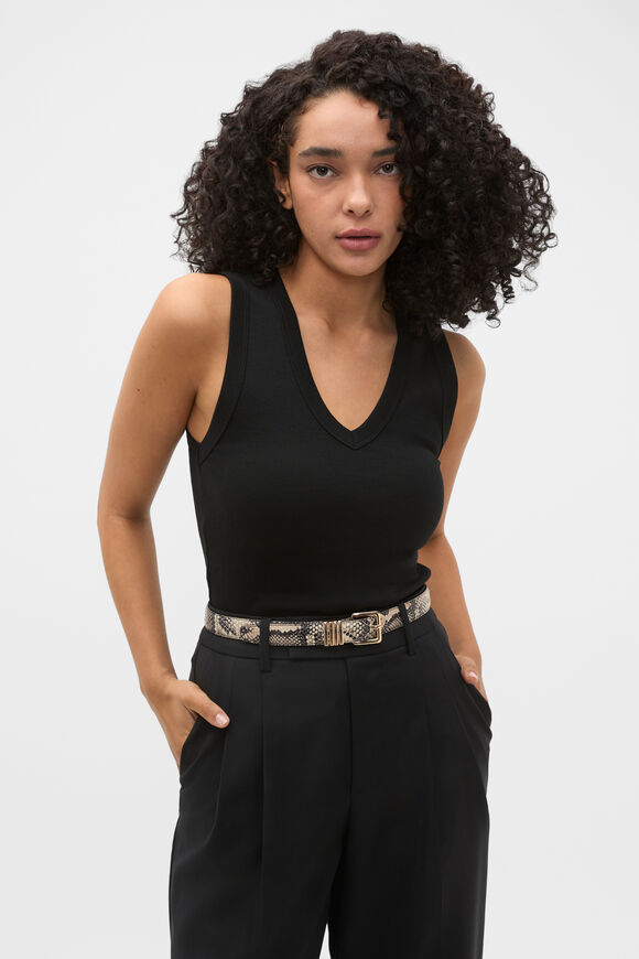 Australian Cotton V Neck Tank  Black  hi-res