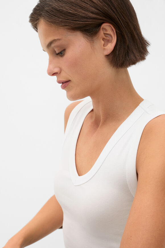 Australian Cotton V Neck Tank  Whisper White  hi-res