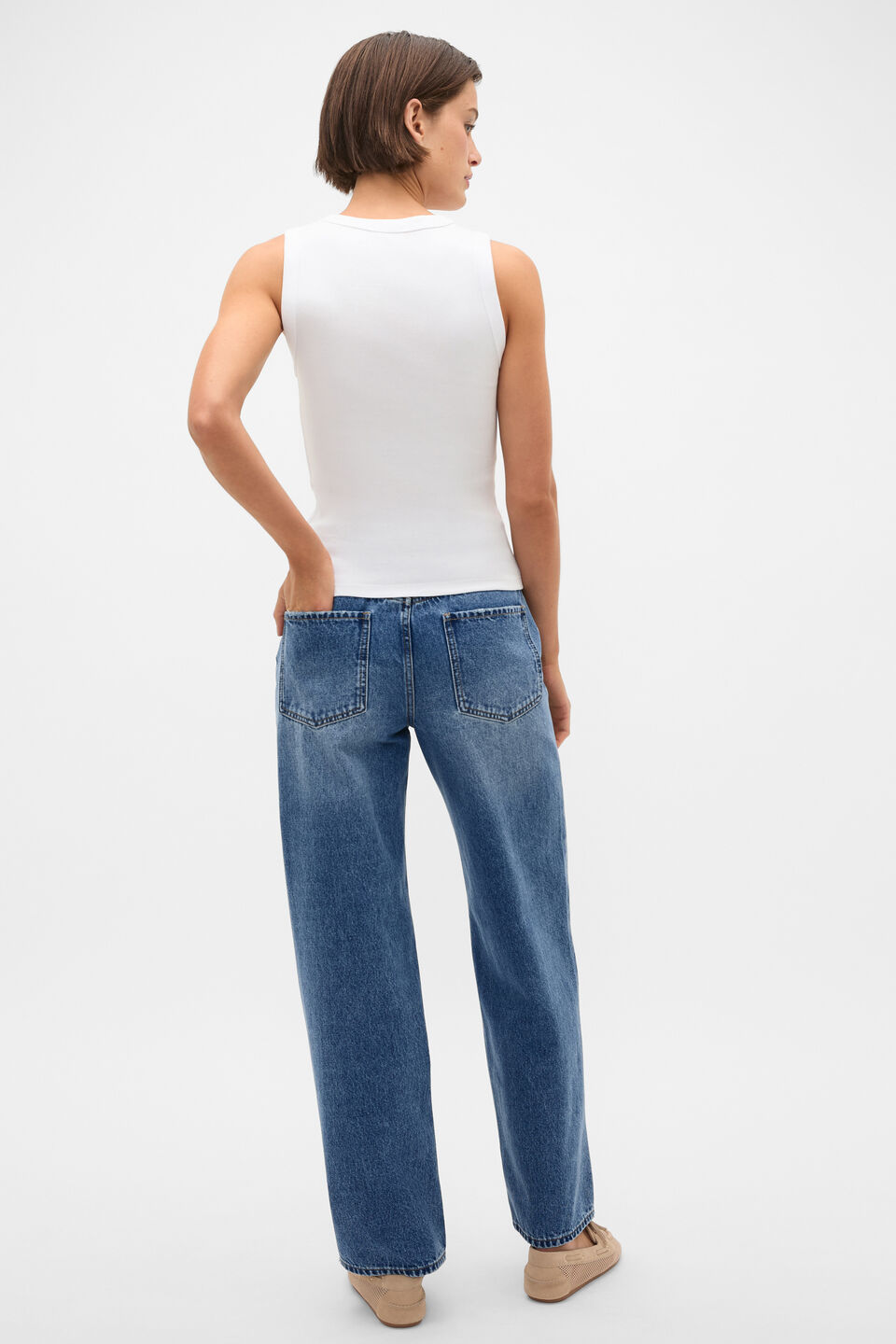 Australian Cotton V Neck Tank  Whisper White