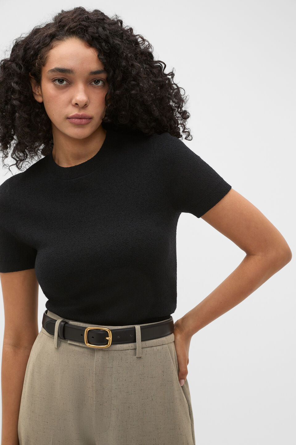 Boucle Knit Tee  Black