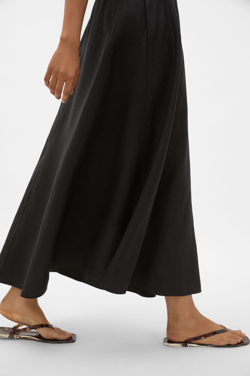 Core Linen Midi Skirt  Black