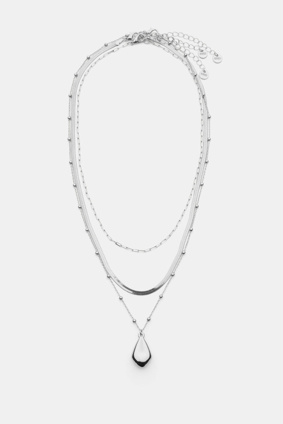 Oval Pendant Necklace  Silver