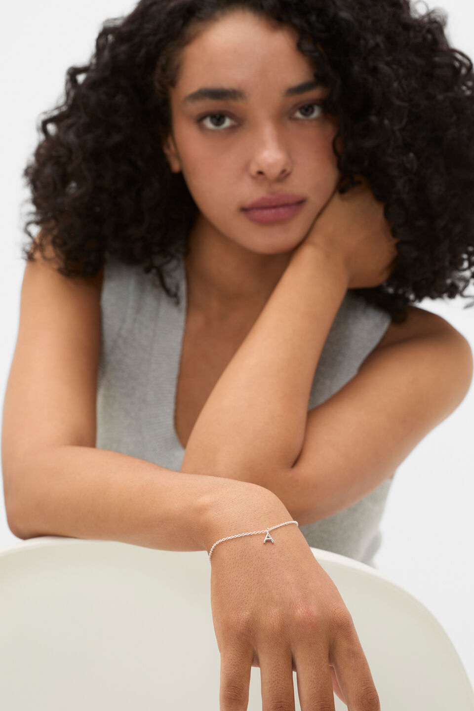 Silver Alphabet Bracelet  L