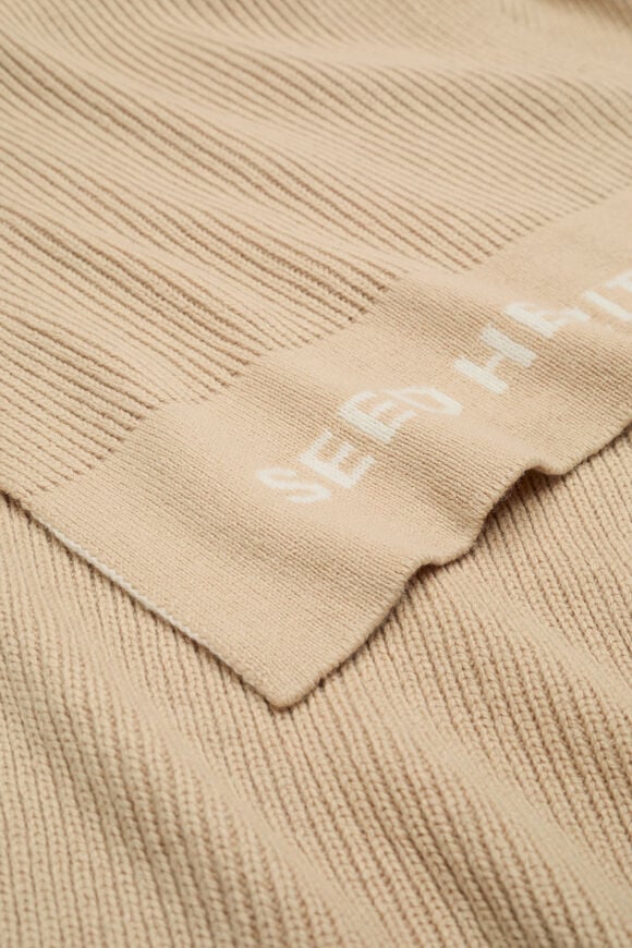 Rib Knit Logo Scarf  Sandstone Marle  hi-res