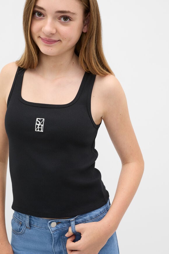 Square Neck Logo Tank  Black  hi-res
