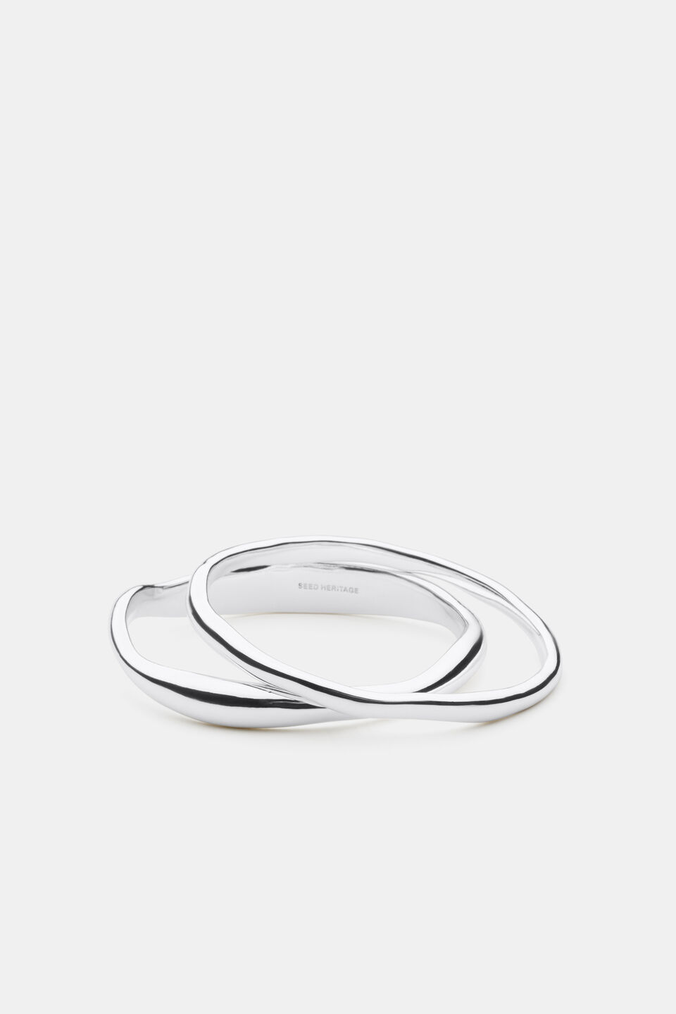 Molten Bangle Set  Silver
