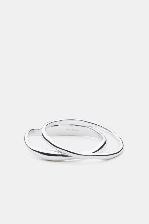 Molten Bangle Set  Silver  hi-res