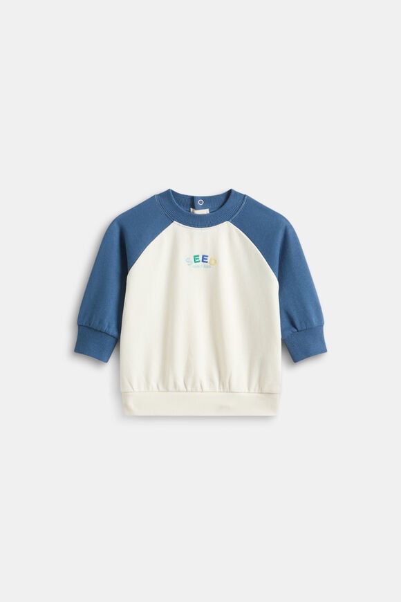 Core Colourblock Sweat  Washed Navy  hi-res