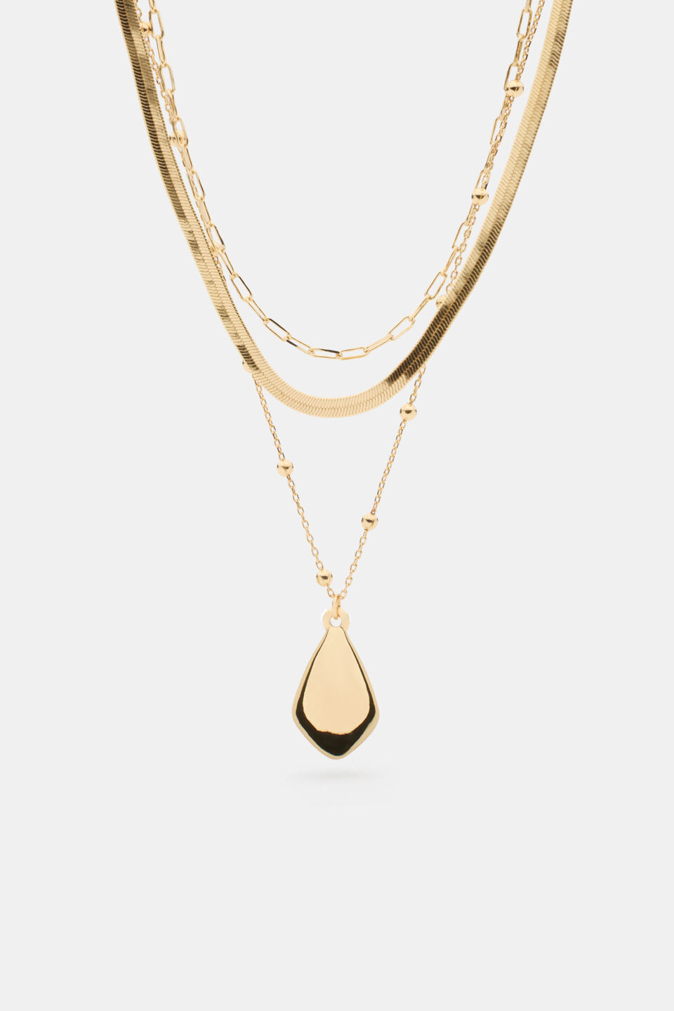 Oval Pendant Necklace  Gold