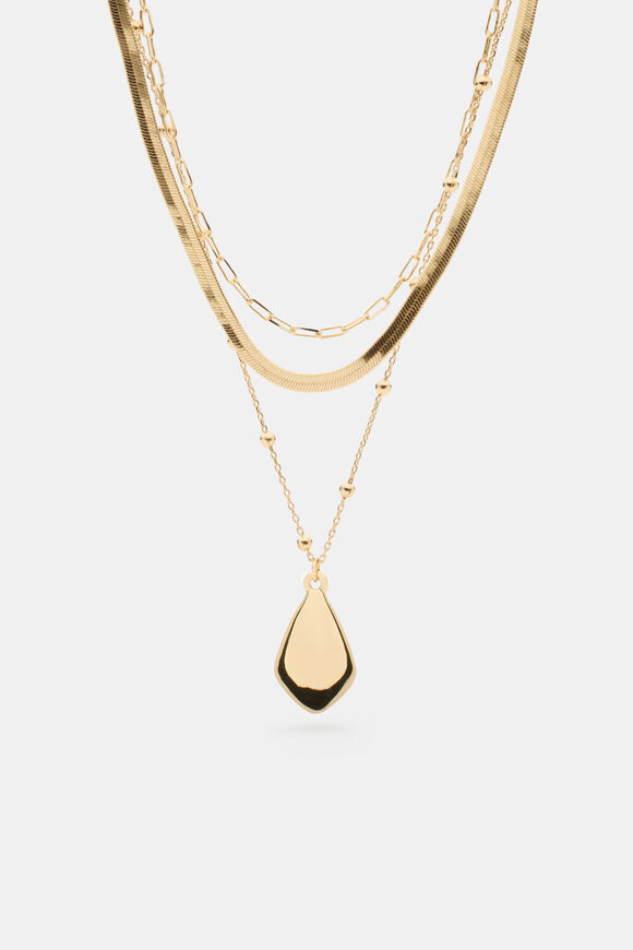 Oval Pendant Necklace  Gold  hi-res